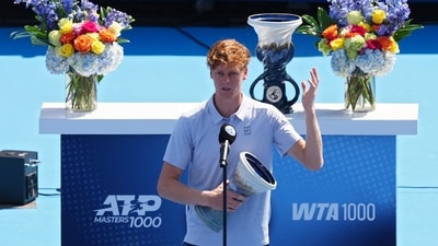 Jannik Sinner said in an on-court interview afterwards he had started feeling ill on Sunday and his condition worsened overnight. (Getty Images via AFP) Jannik Sinner said in an on-court interview afterwards he had started feeling ill on Sunday and his condition worsened overnight. (Getty Images via AFP)