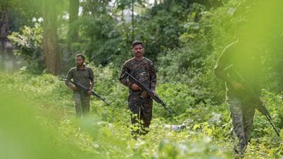 Security personnel during an anti-Naxal operation in Chhattisgarh’s Bastar last month. (PTI) Security personnel during an anti-Naxal operation in Chhattisgarh’s Bastar last month. (PTI)