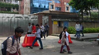 Students were sent home following a bomb threat. (Vipin Kumar/HT Photo) Students were sent home following a bomb threat. (Vipin Kumar/HT Photo)