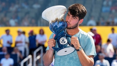 Carlos Alcaraz collected his third Masters 1000 title of the season, having won in Monte Carlo and Rome. (IMAGN IMAGES via Reuters Connect)