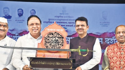 The sword was unveiled at the Ravindra Natya Mandir on Monday and will be kept there on display till August 25. The sword was unveiled at the Ravindra Natya Mandir on Monday and will be kept there on display till August 25.