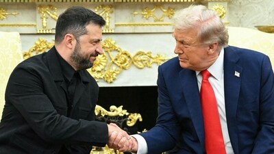 Ukrainian President Volodymyr Zelensky and US President Donald Trump shake hands during a meeting in the Oval Office of the White House in Washington, DC, on August 18, 2025. (AFP) Ukrainian President Volodymyr Zelensky and US President Donald Trump shake hands during a meeting in the Oval Office of the White House in Washington, DC, on August 18, 2025. (AFP)