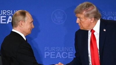 US President Donald Trump (R) and Russian President Vladimir Putin shake hands at the end of a joint press conference after participating in a US-Russia summit on Ukraine at Joint Base Elmendorf-Richardson in Anchorage, Alaska, on August 15 (AFP) US President Donald Trump (R) and Russian President Vladimir Putin shake hands at the end of a joint press conference after participating in a US-Russia summit on Ukraine at Joint Base Elmendorf-Richardson in Anchorage, Alaska, on August 15 (AFP)