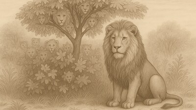 An AI generated optical illusion challenged users to count the lions hidden in a pencil sketch of a calm scene on a grassy plain. (Representational image generated using AI) An AI generated optical illusion challenged users to count the lions hidden in a pencil sketch of a calm scene on a grassy plain. (Representational image generated using AI)