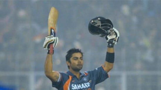 Virat Kohli scored his first international century in 2009, going past the three-figure mark against Sri Lanka at the Eden Gardens. This was the first of many to come.(AFP)