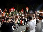 Gaya [Bihar], Aug 18 (ANI): Lok Sabha LoP and Congress MP Rahul Gandhi and LoP in the Bihar assembly, Tejashwi Yadav greet the supporters during the Voter Adhikar Yatra, in Gaya on Monday. (AICC/ANI Photo)