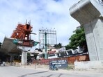 Work on the 2.38-kilometre-long Ejipura flyover began in 2017 but has faced repeated delays. FILE PHOTO