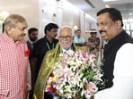 Opposition's Vice-Presidential Candidate & former Supreme Court Judge B. Sudershan Reddy being Welcomed by MPs of Opposition Parties at Delhi airport in New Delhi, India, on Tuesday, August 19, 2025. 