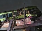 Truck-mounted scissor lifts, cranes, and ladders were deployed to resue passengers stuck in the monorail.