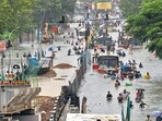 Mumbai, India. August 19, 2025: Mumbai City experienced heavy rainfall and waterlogging at LBS Road in the Kurla area of Mumbai. The India Meteorological Department (IMD) issued a red alert to Mumbai and neighbouring Thane and Palghar districts. Mumbai, India. August 19, 2025. (Photo by Raju Shinde/ Hindustan Times) (Raju Shinde) Mumbai, India. August 19, 2025: Mumbai City experienced heavy rainfall and waterlogging at LBS Road in the Kurla area of Mumbai. The India Meteorological Department (IMD) issued a red alert to Mumbai and neighbouring Thane and Palghar districts. Mumbai, India. August 19, 2025. (Photo by Raju Shinde/ Hindustan Times) (Raju Shinde)