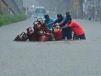 Waterlogging in the Hindmata-Parel area due to heavy rainfall, in Mumbai, India, on Monday, Aug 18, 2025.