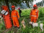 Search and rescue operation underway at cloudburst-hit Chisoti village, in Kishtwar district, on Tuesday. (PTI) Search and rescue operation underway at cloudburst-hit Chisoti village, in Kishtwar district, on Tuesday. (PTI)