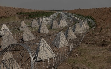 This photograph shows "dragon's teeth" fortifications installed by the Ukrainian military, in the eastern Donetsk region, on July 9, 2025, amid the Russian invasion of Ukraine. (AFP) This photograph shows "dragon's teeth" fortifications installed by the Ukrainian military, in the eastern Donetsk region, on July 9, 2025, amid the Russian invasion of Ukraine. (AFP)