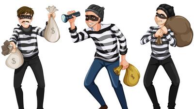 Illustration of the three thieves on a white background Illustration of the three thieves on a white background