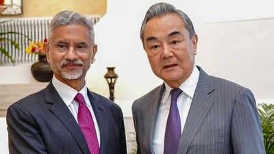 External affairs minister S Jaishankar with Chinese foreign minister Wang Yi during a meeting in New Delhi. (@DrSJaishankar) External affairs minister S Jaishankar with Chinese foreign minister Wang Yi during a meeting in New Delhi. (@DrSJaishankar)