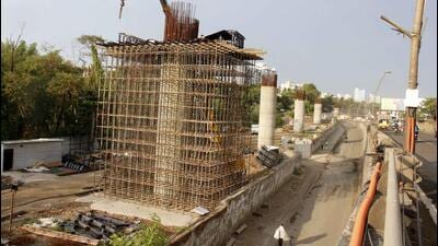 Pune, India - May 30, 2023: Work underway between Katraj and Kondhwa (Nadeem Inamdar story) in Pune, India, on Tuesday, May 30, 2023. (Photo by Ravindra Joshi/HT PHOTO)