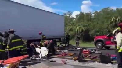 Scene of the Florida truck crash that killed three people. (Videograb) Scene of the Florida truck crash that killed three people. (Videograb)