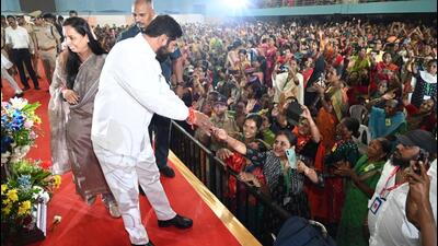 Then Maharashtra chief minister Eknath Shinde during the launch of the ‘Ladki Bahin Yojana’ last year. (Mahendra Kolhe/ HT Photo) Then Maharashtra chief minister Eknath Shinde during the launch of the ‘Ladki Bahin Yojana’ last year. (Mahendra Kolhe/ HT Photo)