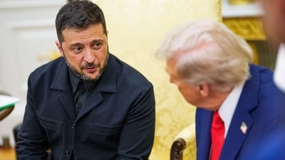 Volodymyr Zelensky, Ukraine's President, and US President Donald Trump during a meeting in the Oval Office of the White House in Washington, DC, on Monday. (Bloomberg) Volodymyr Zelensky, Ukraine's President, and US President Donald Trump during a meeting in the Oval Office of the White House in Washington, DC, on Monday. (Bloomberg)