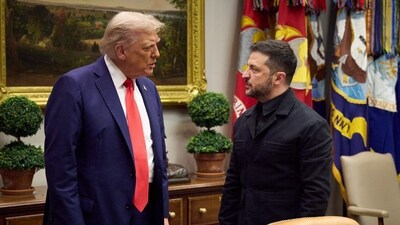 Trump's reaction to Zelensky's attire at White House goes viral (Photo by Handout / UKRAINIAN PRESIDENTIAL PRESS SERVICE / AFP) (AFP) Trump's reaction to Zelensky's attire at White House goes viral (Photo by Handout / UKRAINIAN PRESIDENTIAL PRESS SERVICE / AFP) (AFP)