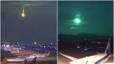 The fireball meteor blazed in the sky only few seconds before vanishing. (X/@RT_com) The fireball meteor blazed in the sky only few seconds before vanishing. (X/@RT_com)