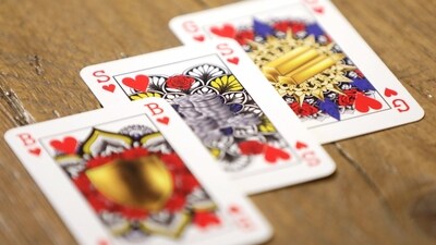 Genderless playing cards designed by Indy Mellink lie on a table in Oegstgeest, Leiden, Netherlands. (REUTERS)