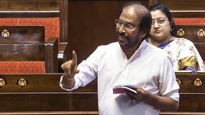 DMK MP Tiruchi Siva speaks in the Rajya Sabha during the Monsoon session of Parliament (Sansad TV) DMK MP Tiruchi Siva speaks in the Rajya Sabha during the Monsoon session of Parliament (Sansad TV)
