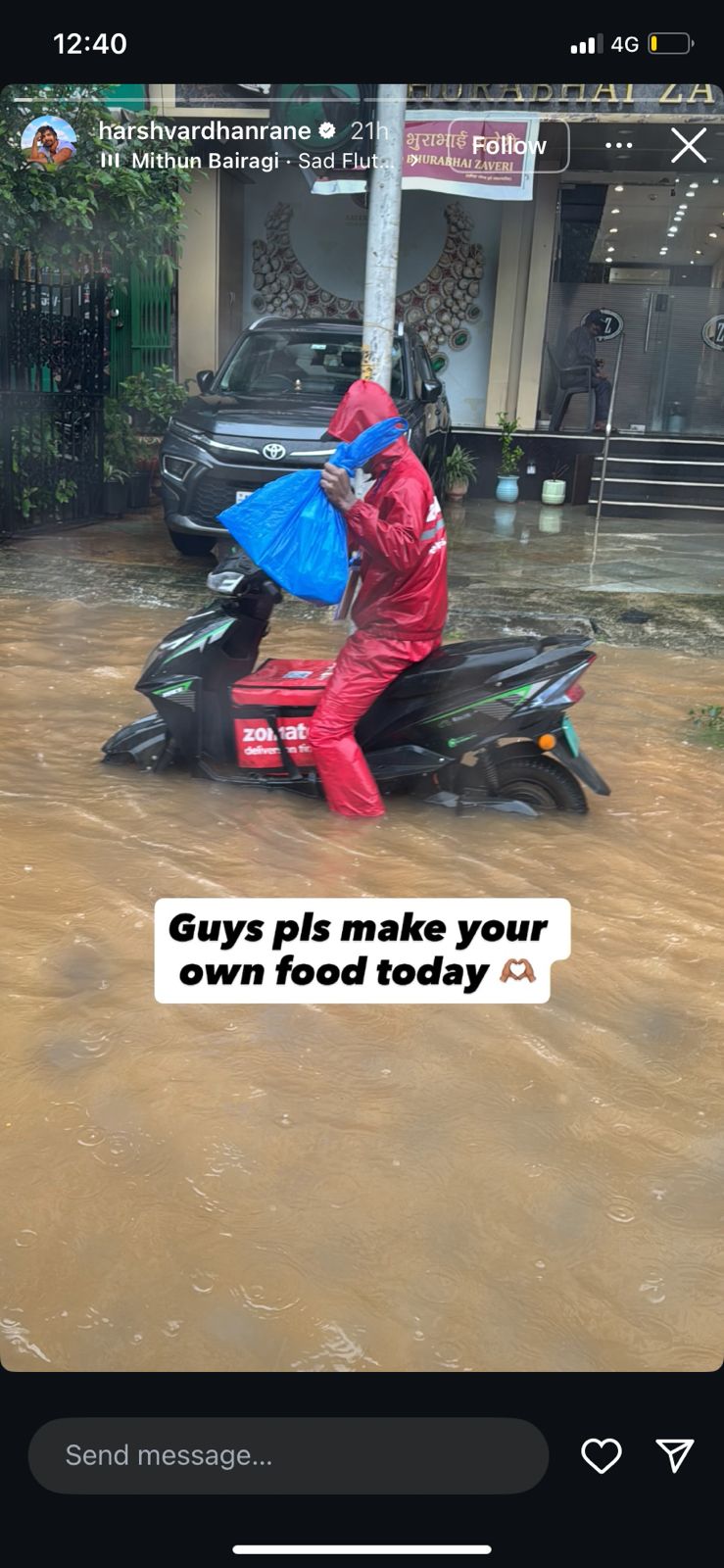 A screengrab of Harshvardhan Rane's Instagram Story. A screengrab of Harshvardhan Rane's Instagram Story.
