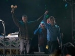 Liam Gallagher (L), lead singer and Noel Gallagher (R), singer and guitarist of British rock band Oasis take to the stage at the Principality Stadium in Cardiff on July 4, 2025, Liam Gallagher (L), lead singer and Noel Gallagher (R), singer and guitarist of British rock band Oasis take to the stage at the Principality Stadium in Cardiff on July 4, 2025,