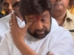 Balakrishna looked bereaved as he greeted people who came to visit the family after sister-in-law Padmaja's death. 