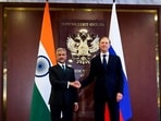 External Affairs Minister S Jaishankar with Russia’s deputy PM, Denis Manturov, during the 26th India-Russia Inter-Governmental Commission on Trade, Economic, Scientific, Technological and Cultural Cooperation IRIGC-TEC, in Moscow on Wednesday. (ANI)