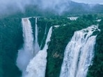 Karnataka's Jog Falls look magnificent this monsoon as water levels rise. Karnataka's Jog Falls look magnificent this monsoon as water levels rise.