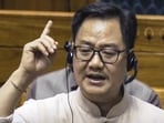 Union minister Kiren Rijiju speaks in the Lok Sabha. 
