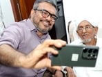 LSG minister MB Rajesh with Abdullah Moulavi Baqafi, the eldest among participants in the digital literacy campaign LSG minister MB Rajesh with Abdullah Moulavi Baqafi, the eldest among participants in the digital literacy campaign
