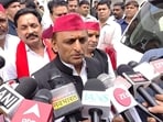 Akhilesh Yadav talking to mediapersons in Etawah on Saturday. Akhilesh Yadav talking to mediapersons in Etawah on Saturday.
