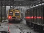 Local train stranded at Sion Station due to waterlogging on the railway track on Tuesday. 