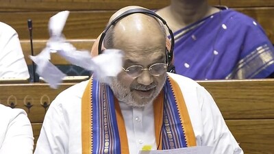 A scrap of paper thrown in front of Union Home Minister Amit Shah in the Lok Sabha, in New Delhi on Wednesday. (PTI) A scrap of paper thrown in front of Union Home Minister Amit Shah in the Lok Sabha, in New Delhi on Wednesday. (PTI)