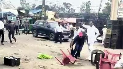 A spokesperson of the Congress’ city unit has said that trader Yadav is not holding any party responsibility as of now. (HT Photos (Video grab))