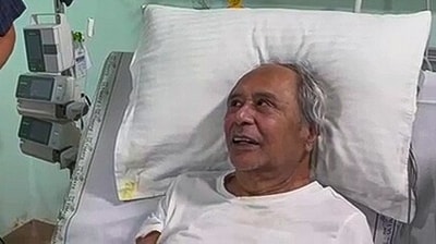 Former Odisha CM Naveen Patnaik was admitted to a hospital due to dehydration. (ANI Video Grab)