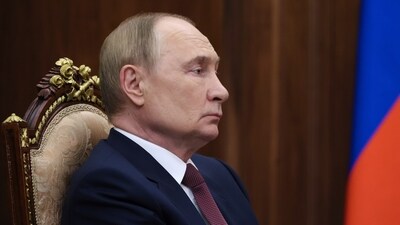 Russian President Vladimir Putin listens to acting governor of the Rostov region Yuri Slyusar during their meeting at the Kremlin in Moscow, Russia, Monday, Aug. 18, 2025. AP/PTI(AP08_19_2025_000010B) (AP) Russian President Vladimir Putin listens to acting governor of the Rostov region Yuri Slyusar during their meeting at the Kremlin in Moscow, Russia, Monday, Aug. 18, 2025. AP/PTI(AP08_19_2025_000010B) (AP)