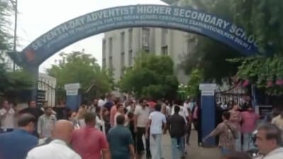 On Wednesday, a mob ransacked the Seventh Day Adventist School premises and thrashed its staff, reported news agency PTI. (Screen grab/PTI) On Wednesday, a mob ransacked the Seventh Day Adventist School premises and thrashed its staff, reported news agency PTI. (Screen grab/PTI)