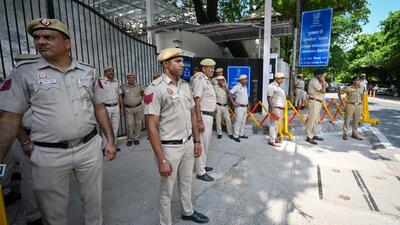 Delhi Police officers deployed outside the residence of Delhi CM Rekha Gupta after the attack on Wednesday. (Sanchit Khanna/HT PHOTO) Delhi Police officers deployed outside the residence of Delhi CM Rekha Gupta after the attack on Wednesday. (Sanchit Khanna/HT PHOTO)