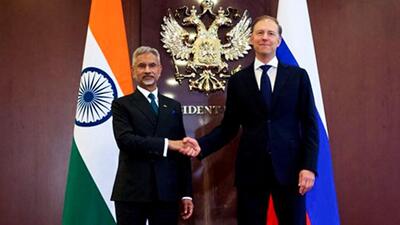 External affairs minister S Jaishankar with First deputy prime minister Denis Manturov of Russia during the 26th India-Russia Inter-Governmental Commission on Trade, Economic, Scientific, Technological and Cultural Cooperation IRIGC-TEC, in Moscow on Wednesday. (X/DrSJaishankar via ANI) External affairs minister S Jaishankar with First deputy prime minister Denis Manturov of Russia during the 26th India-Russia Inter-Governmental Commission on Trade, Economic, Scientific, Technological and Cultural Cooperation IRIGC-TEC, in Moscow on Wednesday. (X/DrSJaishankar via ANI)