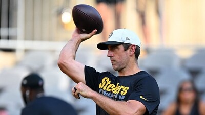 Aaron Rodgers joins the Steelers for what may be his final NFL season. (Photo by Joe Sargent / GETTY IMAGES NORTH AMERICA / Getty Images via AFP) (Getty Images via AFP) Aaron Rodgers joins the Steelers for what may be his final NFL season. (Photo by Joe Sargent / GETTY IMAGES NORTH AMERICA / Getty Images via AFP) (Getty Images via AFP)