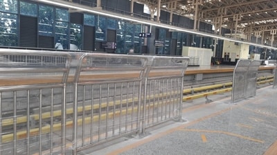 A steel-barricade was installed at Bengaluru's RV Road metro station. A steel-barricade was installed at Bengaluru's RV Road metro station.