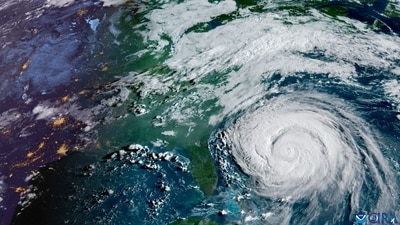This satellite image provided by the National Oceanic and Atmospheric Administration (NOAA) shows Hurricane Erin (AFP)