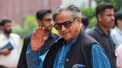 Congress MP Shashi Tharoor during the Monsoon session of Parliament, in New Delhi, Monday, Aug. 18, 2025. (PTI) Congress MP Shashi Tharoor during the Monsoon session of Parliament, in New Delhi, Monday, Aug. 18, 2025. (PTI)