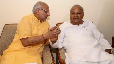 Maharashtra Governor and NDA's vice presidential candidate CP Radhakrishnan and former PM H D Devegowda during a meeting, in New Delhi. (@JoshiPralhad on X via PTI Photo) (@JoshiPralhad) Maharashtra Governor and NDA's vice presidential candidate CP Radhakrishnan and former PM H D Devegowda during a meeting, in New Delhi. (@JoshiPralhad on X via PTI Photo) (@JoshiPralhad)
