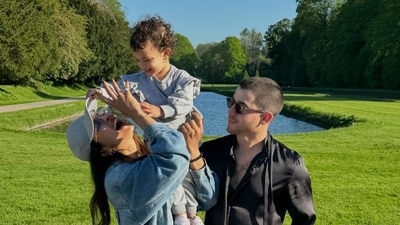 Priyanka Chopra and Nick Jonas with their daughter Malti Marie. Priyanka Chopra and Nick Jonas with their daughter Malti Marie.