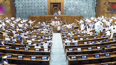 Proceedings of the Lok Sabha underway during the Monsoon Session of Parliament, in New Delhi on Wednesday. (Sansad TV) Proceedings of the Lok Sabha underway during the Monsoon Session of Parliament, in New Delhi on Wednesday. (Sansad TV)
